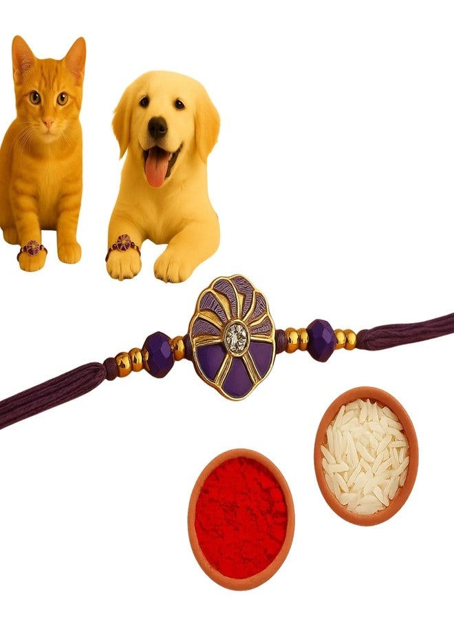 Sage Square Paw Bandhan Rakhi for Dog, Cat & Small Pets | Celebrate Bonds of Love This Raksha Bandhan | Cute Rakhi with Beads, Decorative Threads | Gift for Pet Lovers & Furry Companions (Type 28) - Image 1